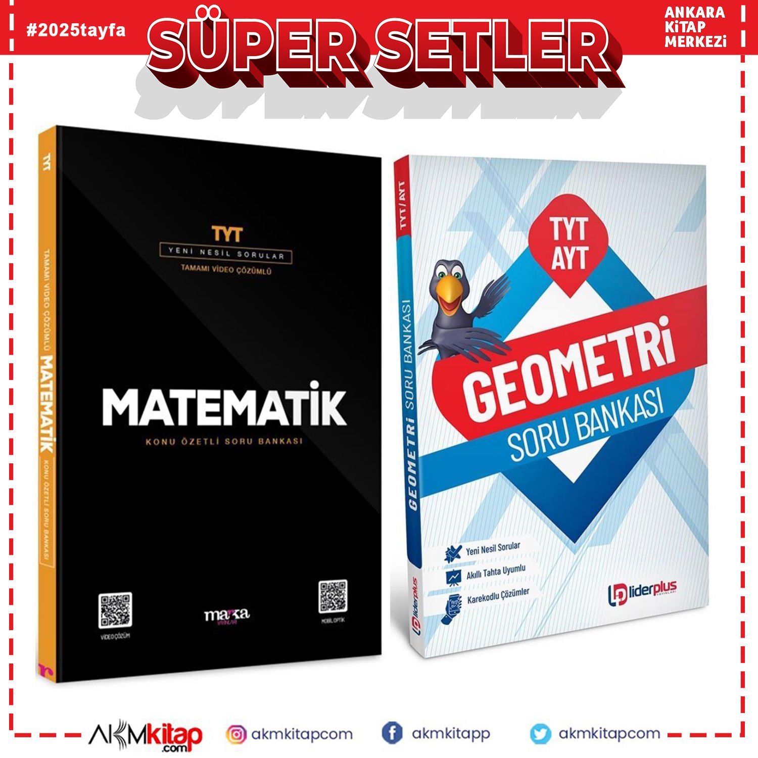 Marka TYT Matematik ve Lider Plus TYT AYT Geometri Soru Bankası Seti 2 Kitap