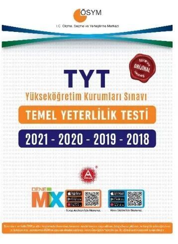 2021 2020 2019 2018 TYT Tıpkı Basım Deneme Paketi A Yayınları