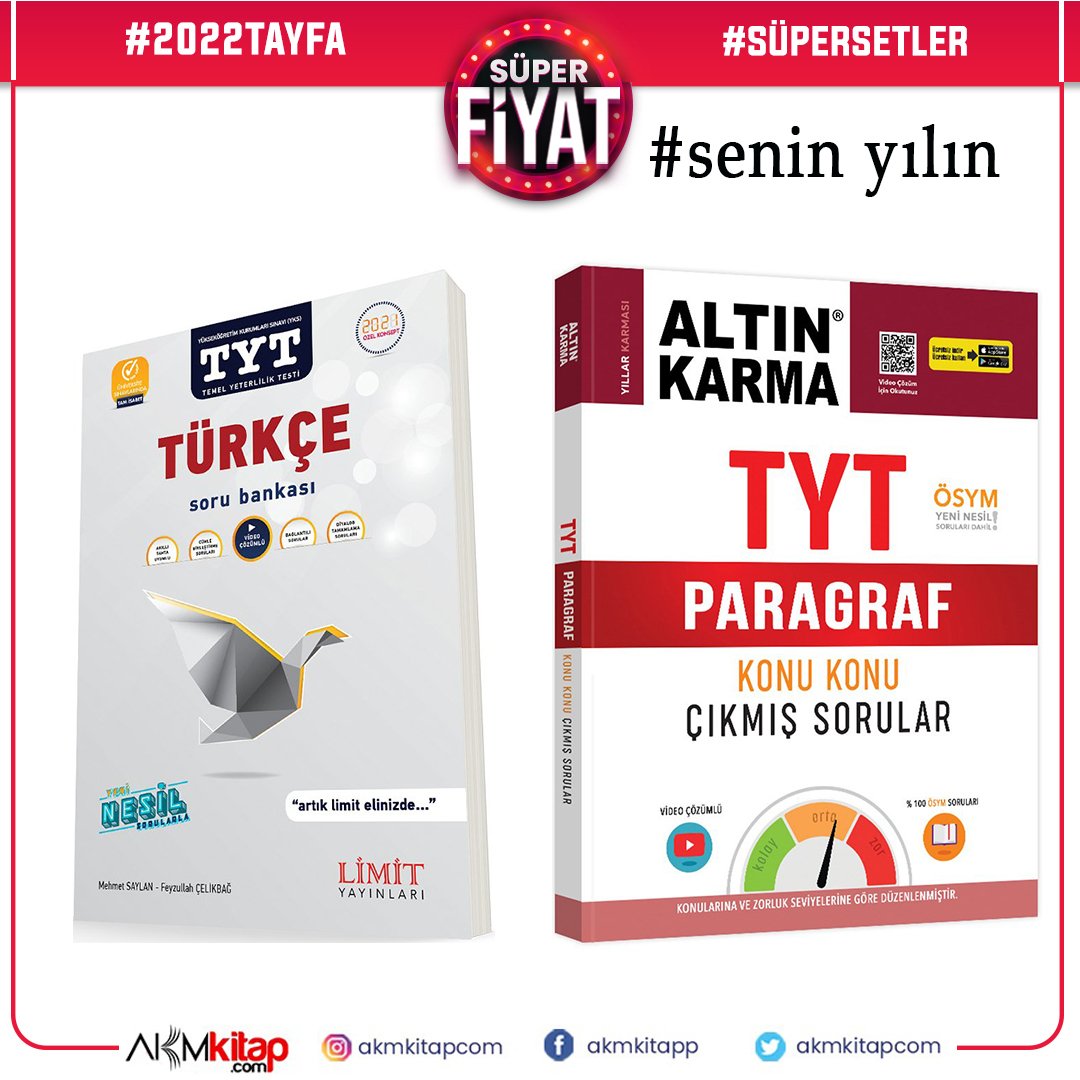 Limit TYT Türkçe Soru Bankası ve Altın Karma TYT Türkçe Konu Konu Çıkmış Sorular 2 Kitap Set