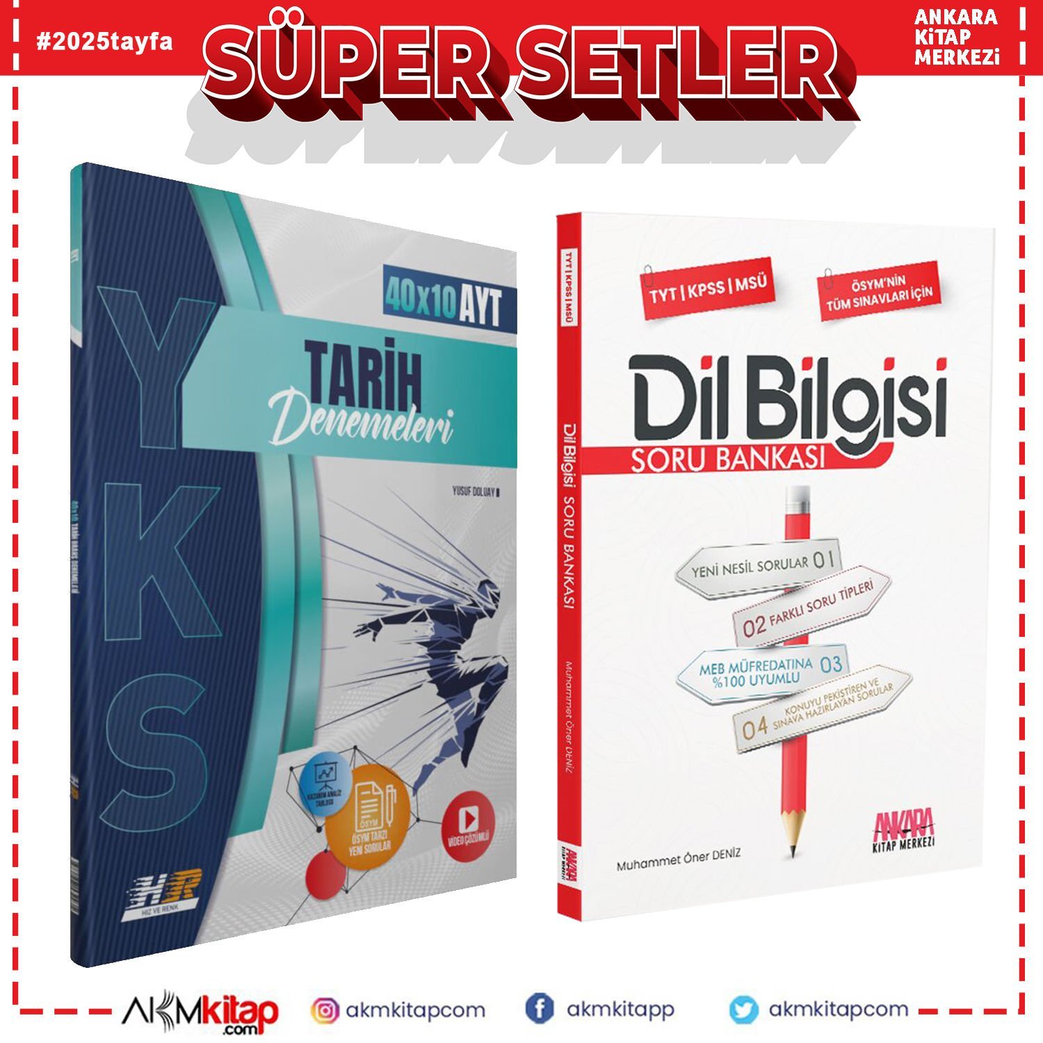 Hız ve Renk AYT Tarih Deneme ve AKM Dil Bilgisi Soru Bankası Seti 2 Kitap