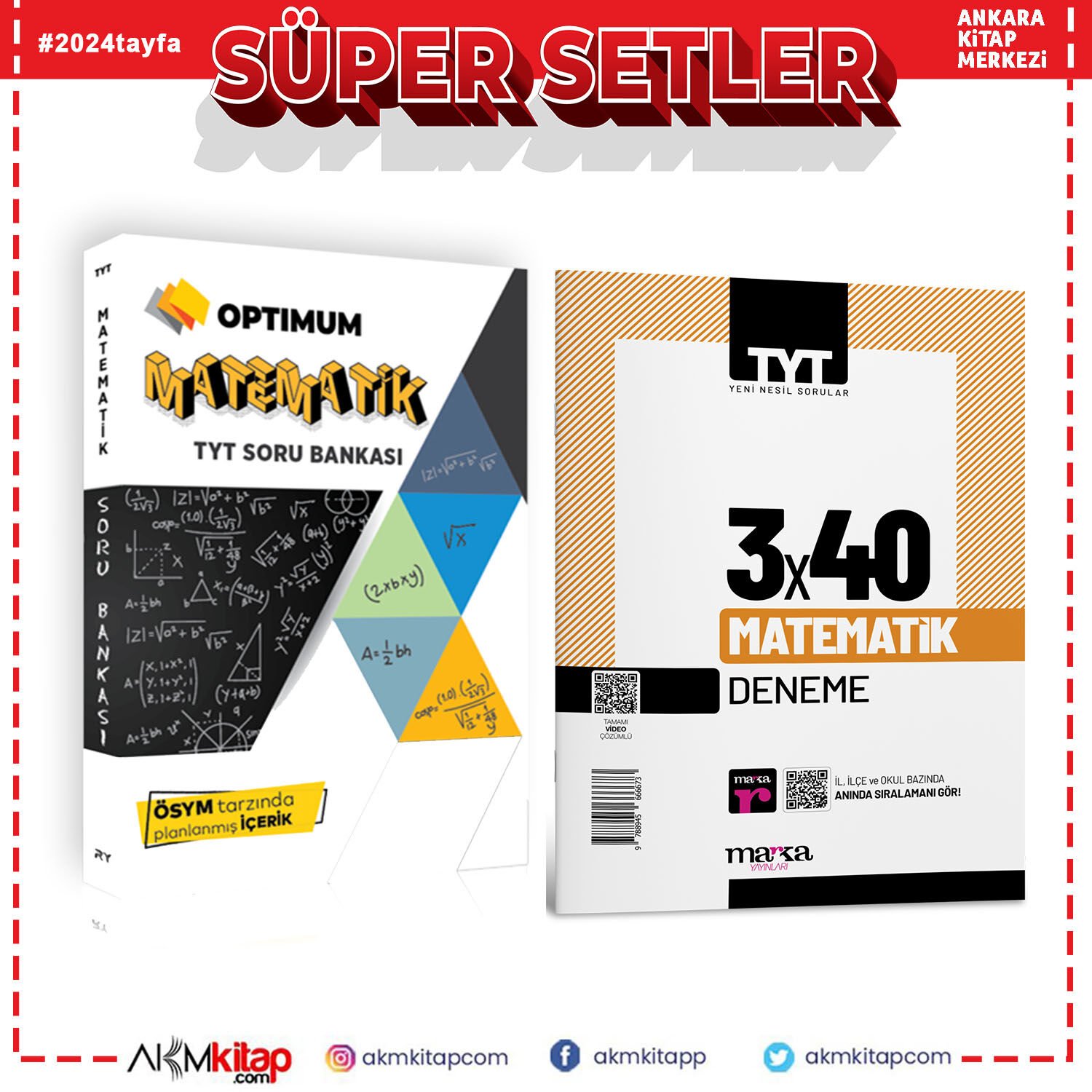 Referans TYT Optimum Matematik Soru Bankası ve Marka Deneme Seti 2 Kitap