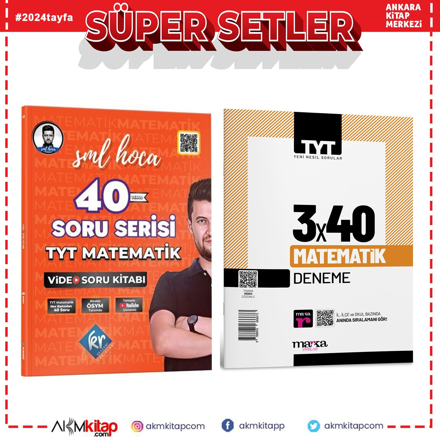 Kr Akademi TYT Matematik 40 Soru Serisi SML Hoca ve Marka Deneme Seti 2 Kitap