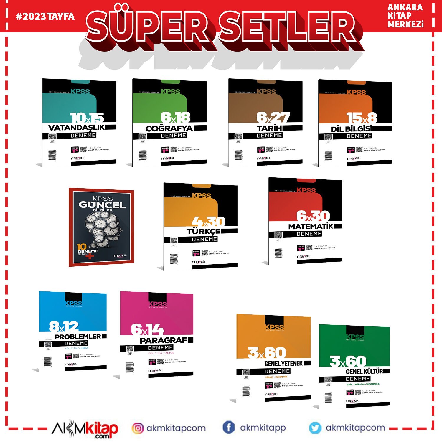 2023 KPSS Genel Kültür Genel Yetenek Kazandıran Deneme Sınavı Seti 11 Parça Marka Yayınları