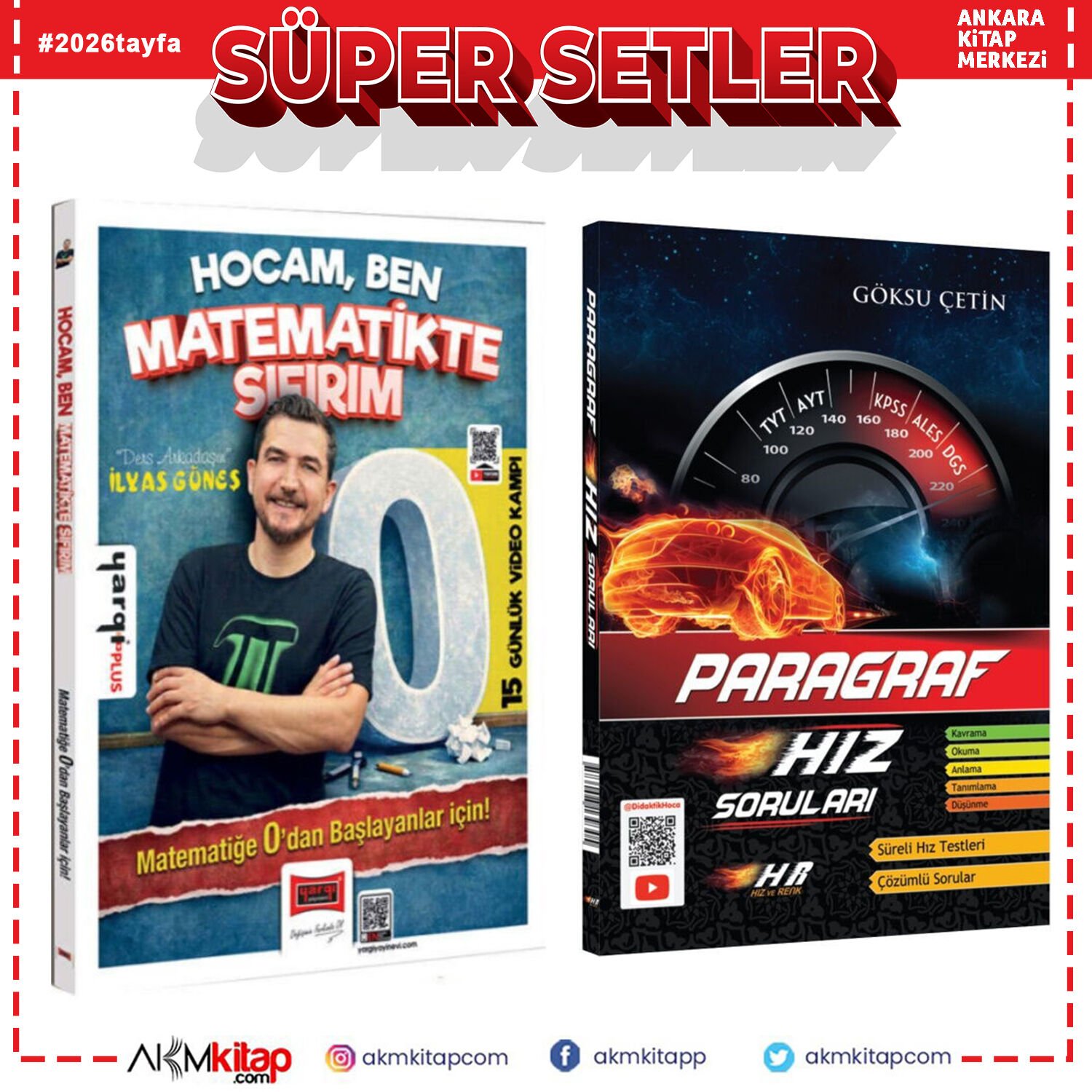 Yargı Yayınları Tüm Adaylar İçin Hocam Ben Matematikte Sıfırım ve Hız Renk Paragraf Soru Bankası Seti 2 Kitap