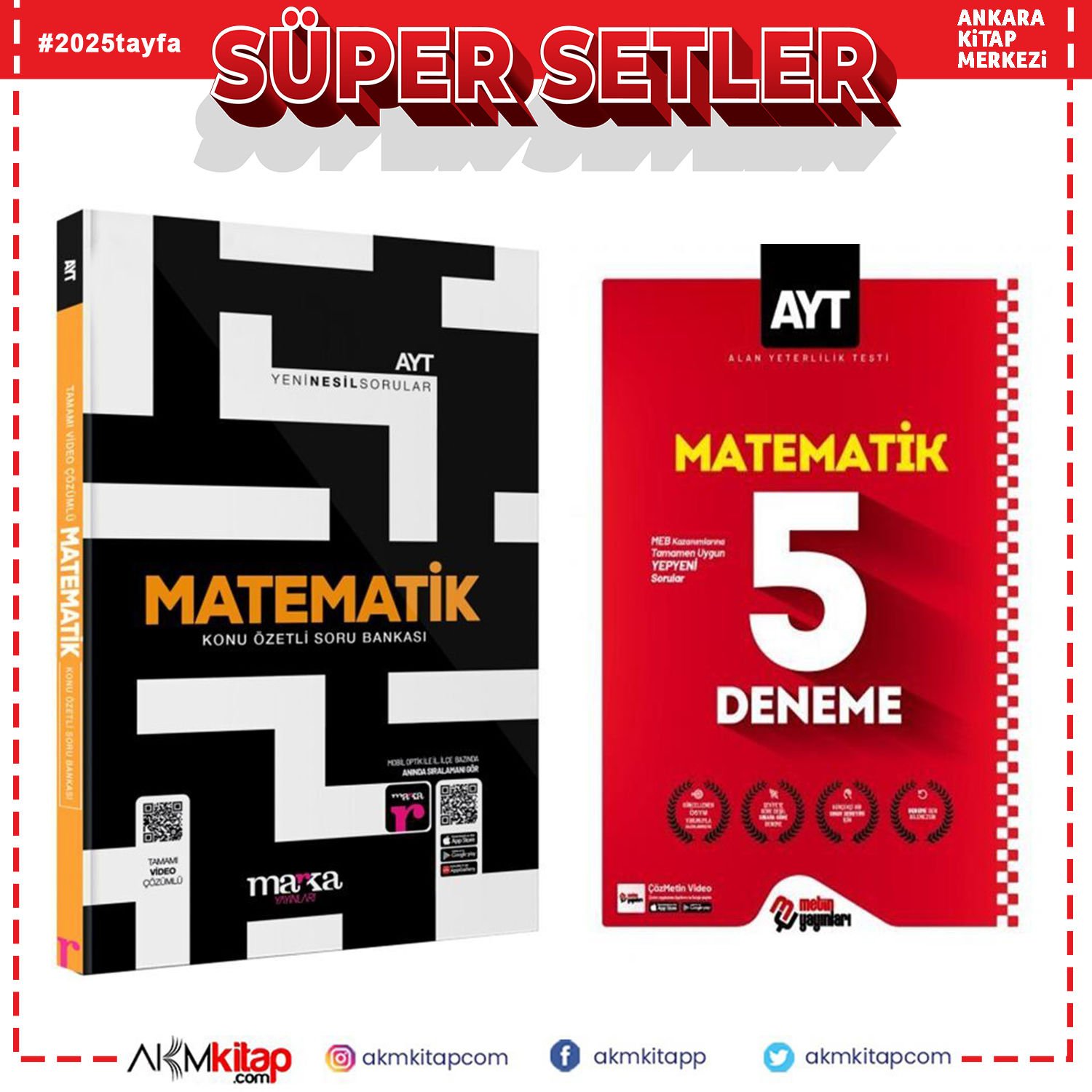 Marka Yayınları AYT Matematik Soru Bankası ve Metin Deneme Seti 2 Kitap
