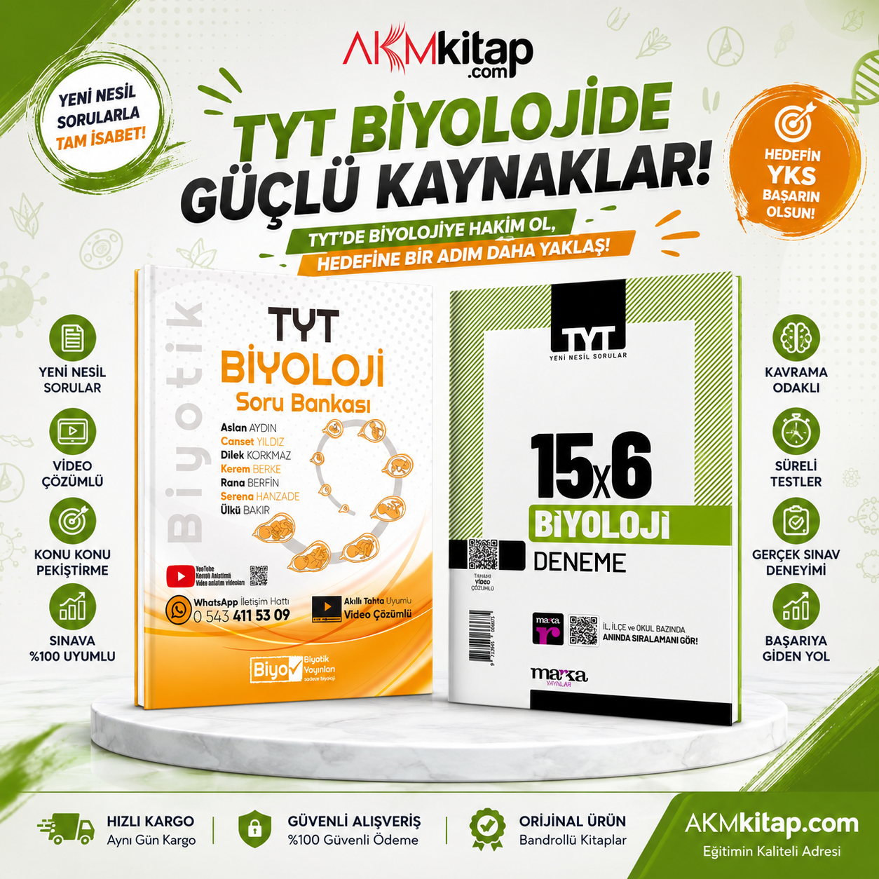 Biyotik TYT Biyoloji Soru Bankası ve Marka Deneme Seti 2 Kitap