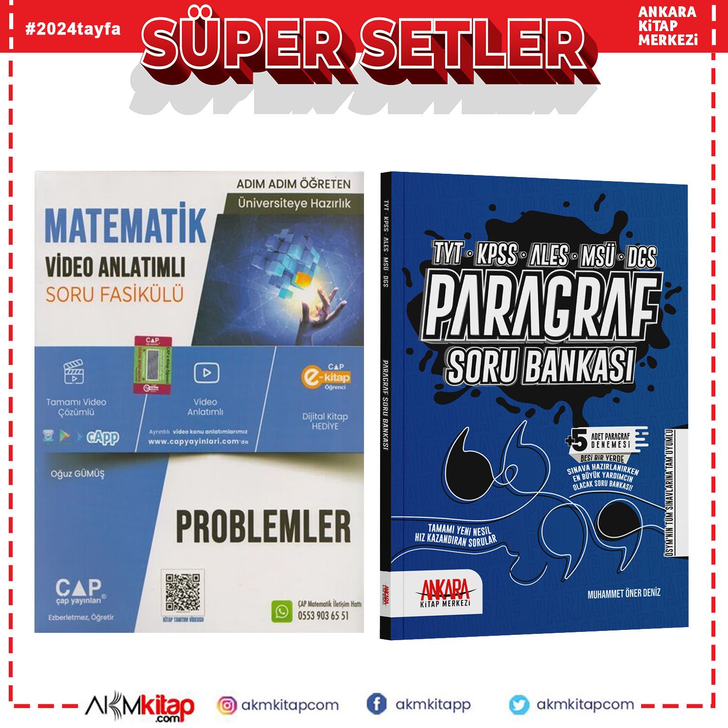 Çap Yayınları Problemler ve Ankara Kitap Merkezi Paragraf Soru Bankası 2 Kitap Set