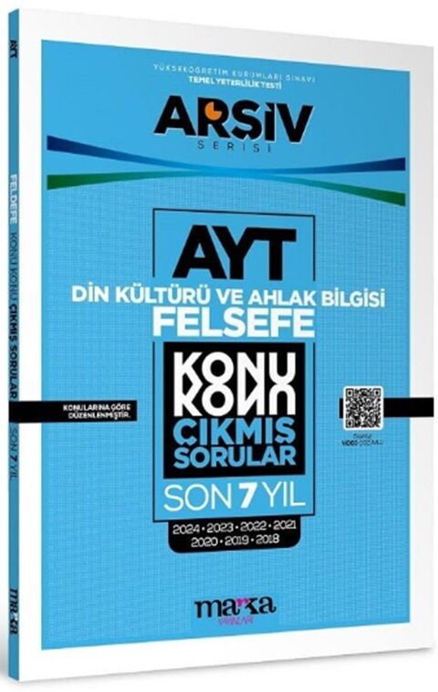 AYT Din Kültürü ve Ahlak Bilgisi Felsefe Çıkmış Sorular Konu Konu Son 7 Yıl Tıpkı Basım Arşiv Serisi Marka Yayınları