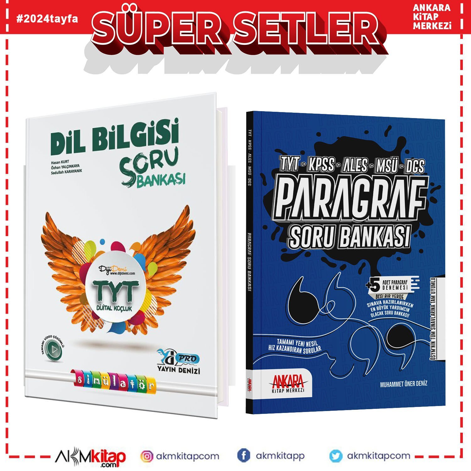 Ankara Kitap Merkezi Paragraf ve Yayın Denizi Dil Bilgisi Soru Bankası 2 Kitap Set