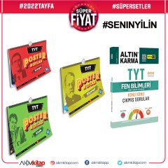 KR Akademi TYT Fizik Kimya Biyoloji Posterleri ve Altın Karma Fen Bilimleri Konu Konu Çıkmış Soruları 4 Kitap Set