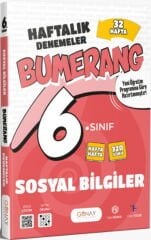 6. Sınıf Sosyal Bilgiler Bumerang 32 Haftalık Denemeler Günay Yayınları