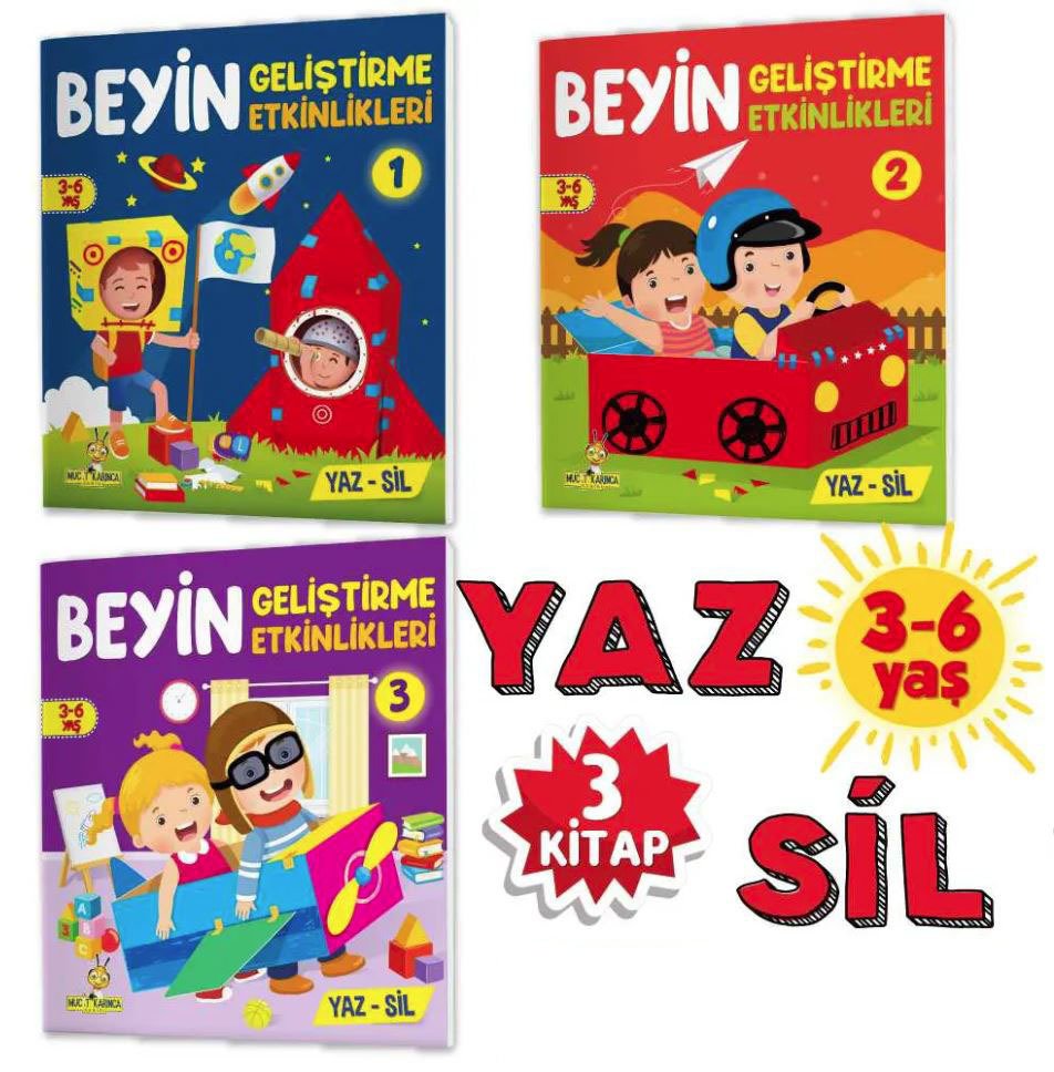3-6 Yaş Beyin Geliştirme Etkinlikleri YAZ SİL Kitaplar Yükselen Zeka Yayınları