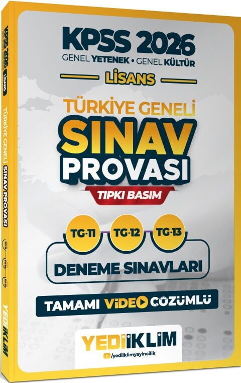 2026 KPSS Lisans GY GK Türkiye Geneli Sınav Provası Tıpkı Basım 11-12-13 Deneme Yediiklim