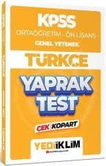2024 KPSS Ortaöğretim Ön Lisans Genel Yetenek Türkçe Çek Kopart Yaprak Test Yediiklim Yayınları