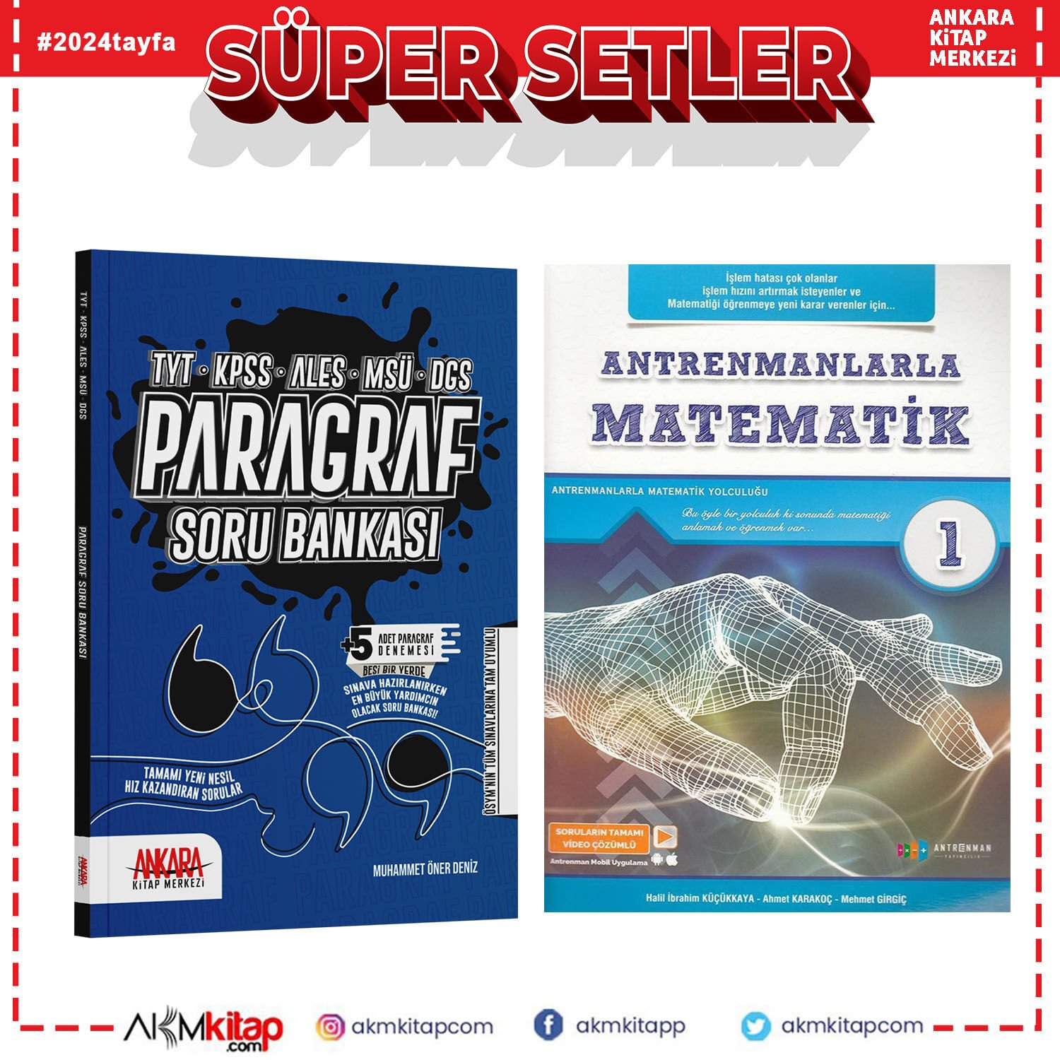 Antrenmanlarla Matematik 1 ve Ankara Kitap Merkezi Paragraf Soru Bankası Seti 2 Kitap