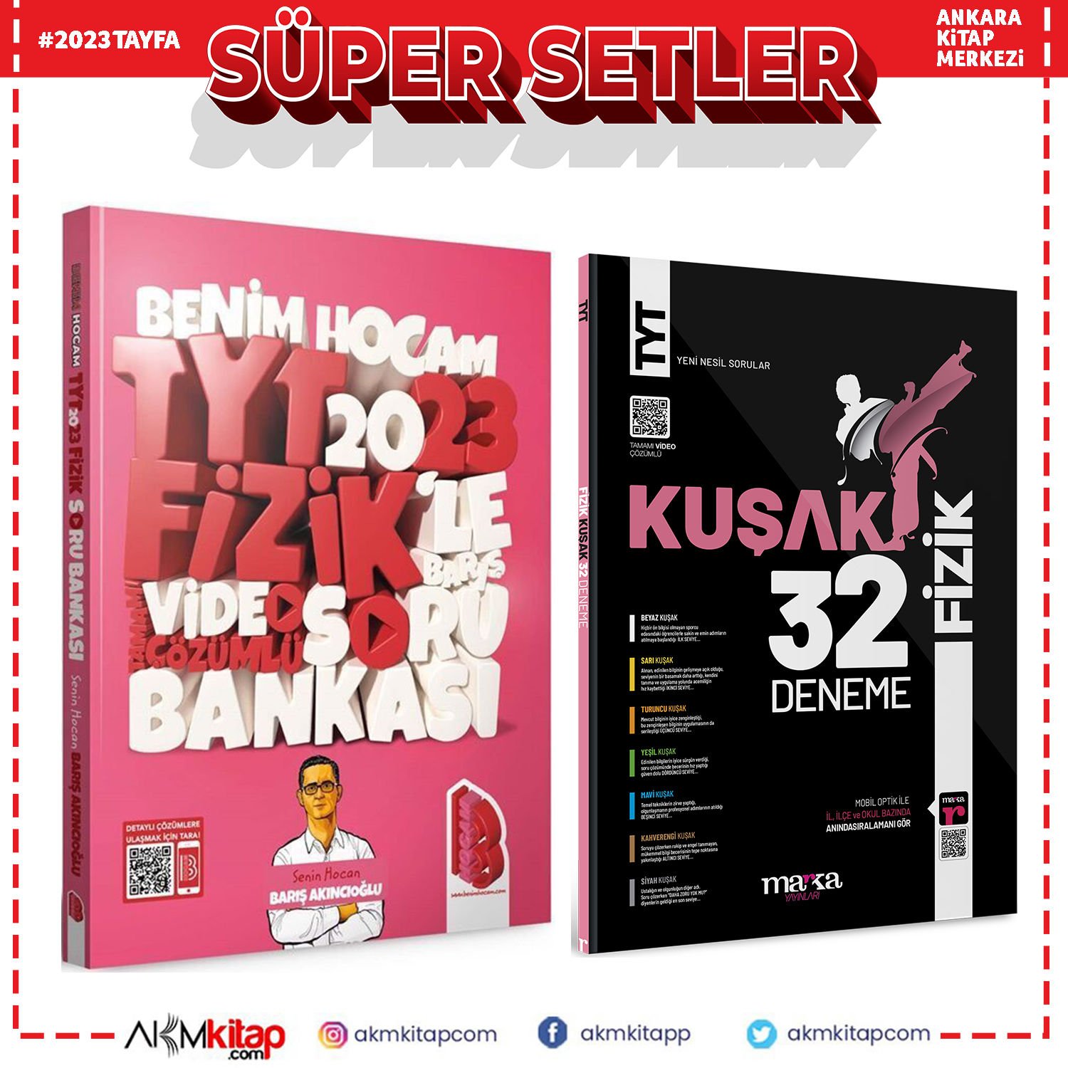 Benim Hocam 2023 TYT Fizik Soru ve Marka Kuşak Deneme Seti 2 Kitap