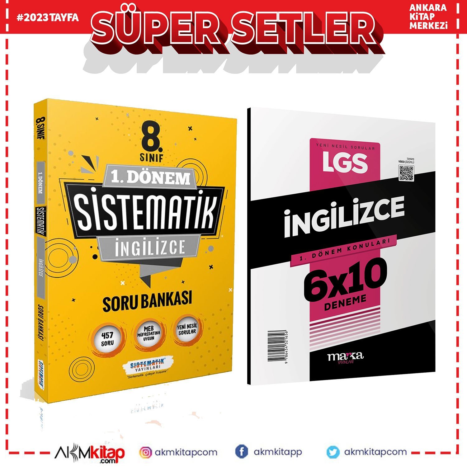 8.Sınıf 1.Dönem Sistematik İngilizce Soru ve Marka Deneme Seti 2 Kitap