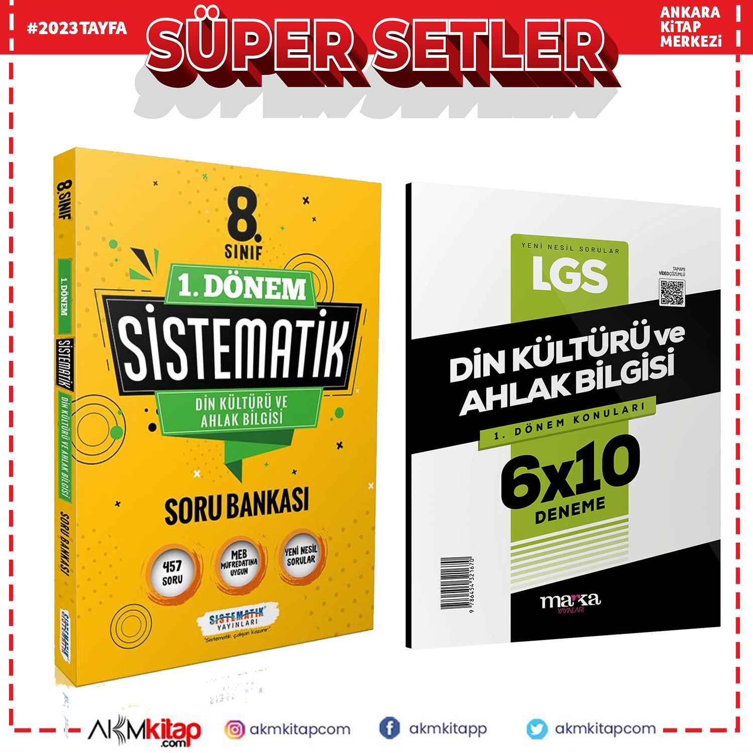 8.Sınıf 1.Dönem Sistematik Din Kültürü Ahlak Bilgisi Soru ve Marka Deneme Seti 2 Kitap