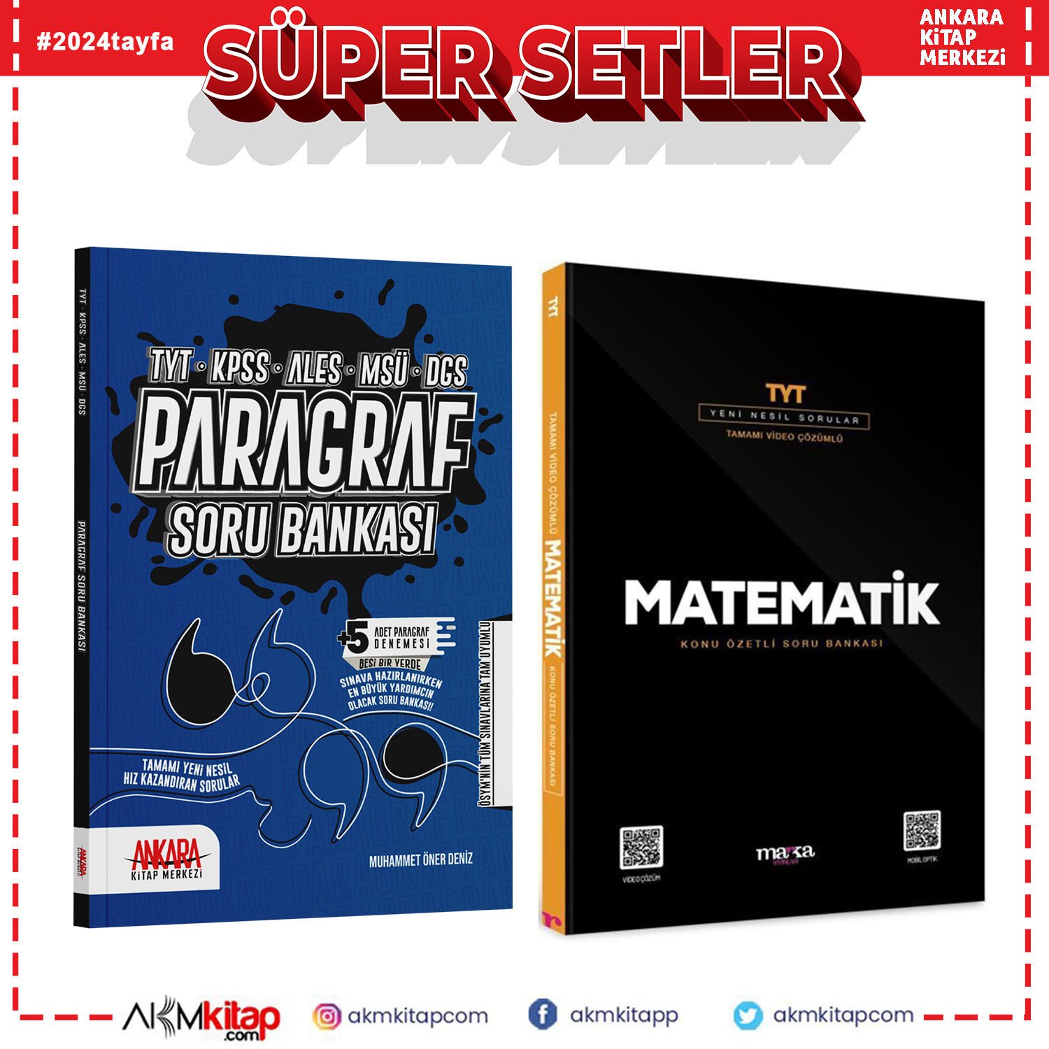 Marka TYT Matematik ve AKM Paragraf Soru Bankası Seti 2 Kitap