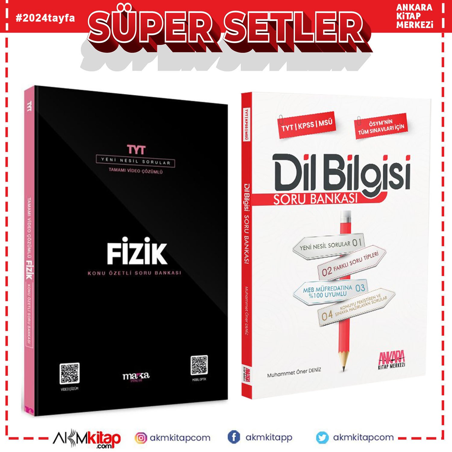 Marka TYT Fizik ve AKM Dil Bilgisi Soru Bankası Seti 2 Kitap