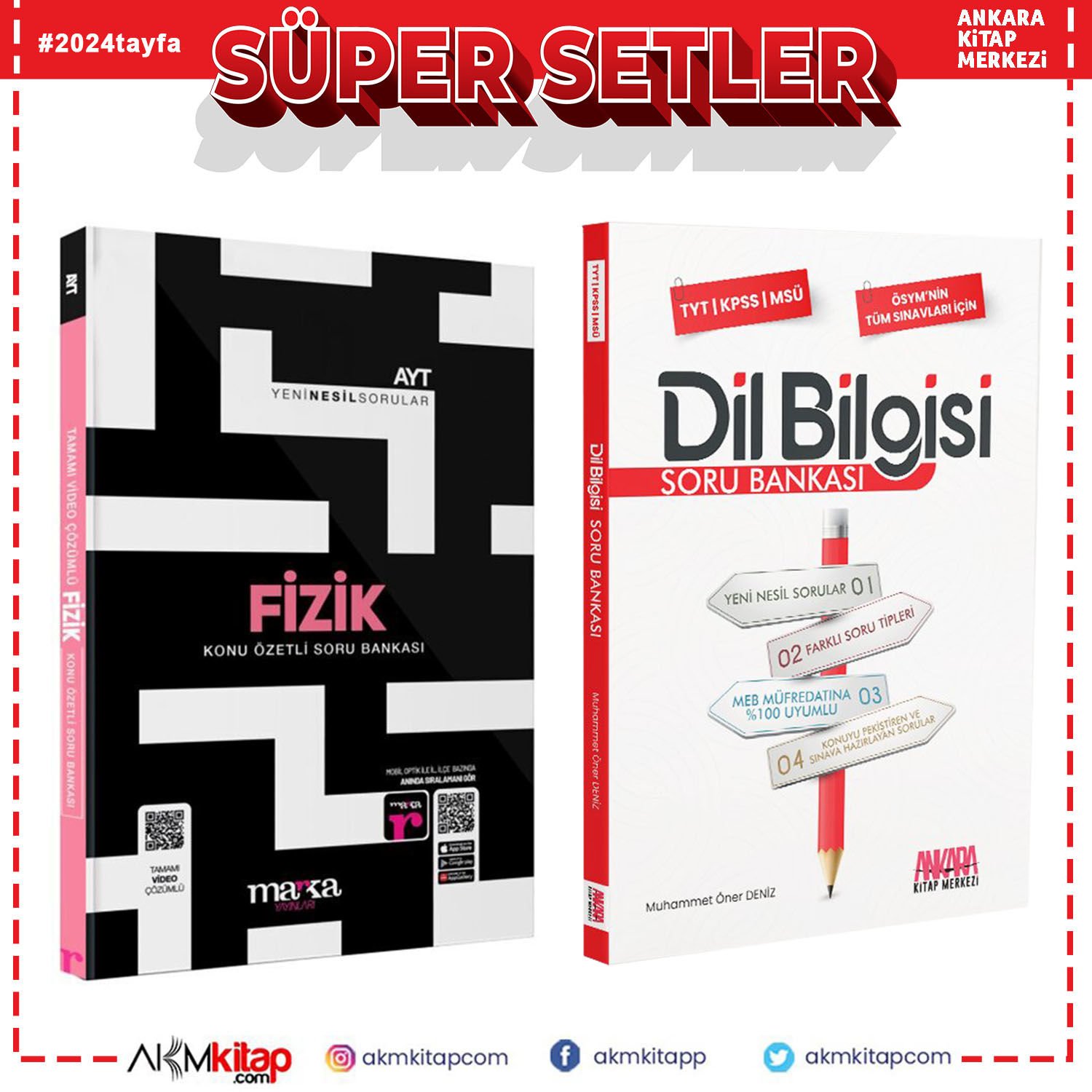 Marka AYT Fizik ve AKM Dil Bilgisi Soru Bankası Seti 2 Kitap