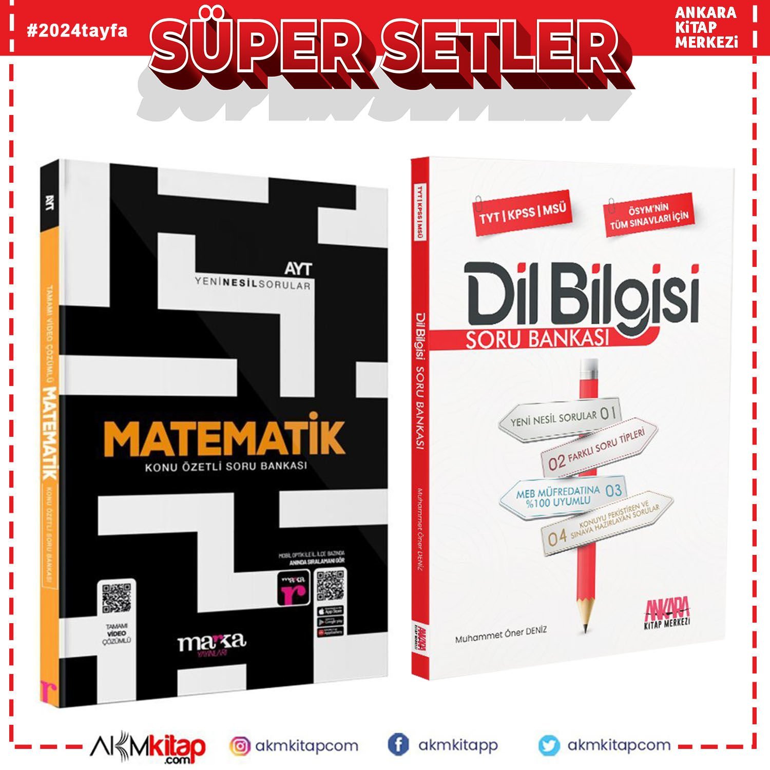 Marka AYT Matematik ve AKM Dil Bilgisi Soru Bankası Seti 2 Kitap