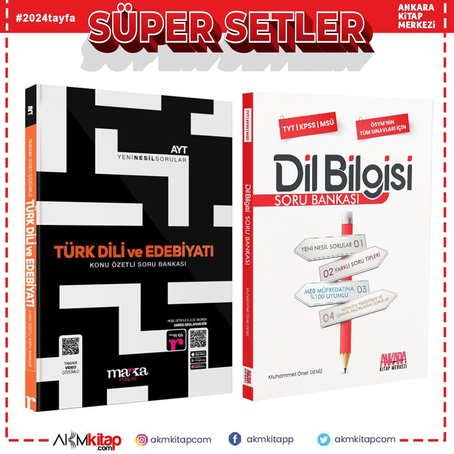 Marka AYT Türk Dili ve Edebiyatı ile AKM Dil Bilgisi Soru Bankası Seti 2 Kitap