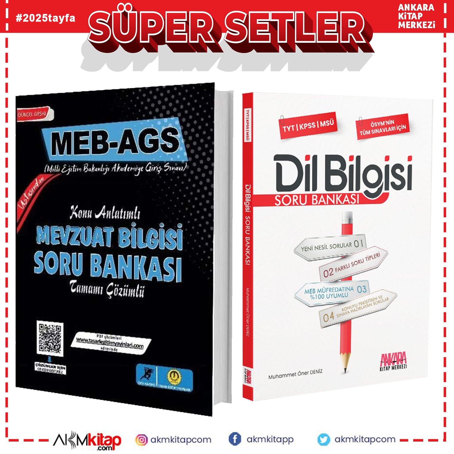 Tasarı Yayınları 2025 MEB AGS Mevzuat Bilgisi Konu Anlatımlı Soru ve AKM Dil Bilgisi Soru Bankası Seti 2 Kitap