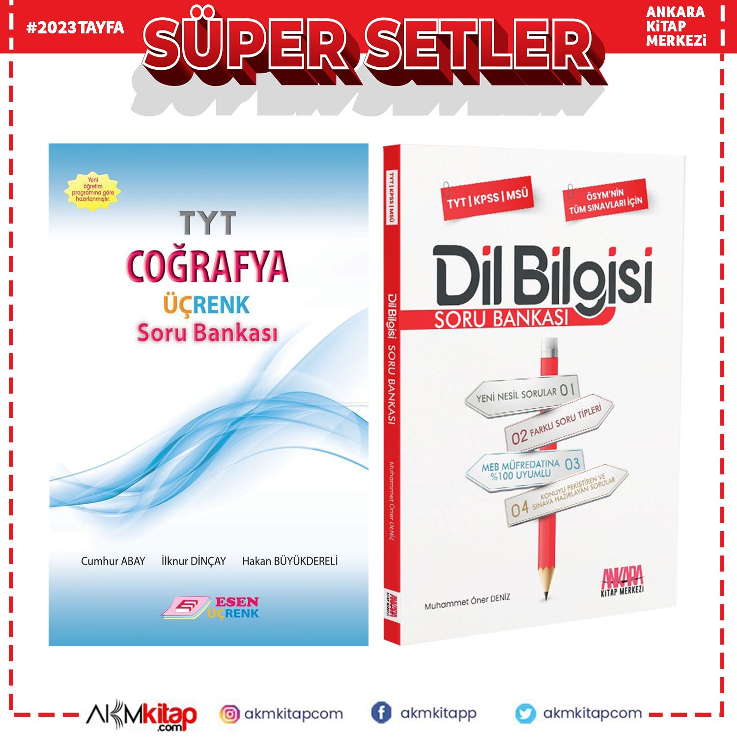 Esen Üçrenk TYT Coğrafya ve AKM Dil Bilgisi Soru Bankası Seti 2 Kitap