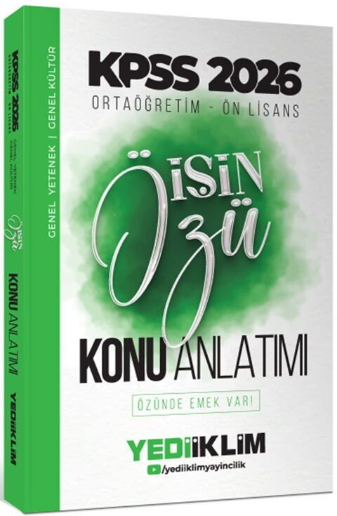2026 KPSS Ortaöğretim Önlisans İŞİN ÖZÜ Tek Kitap Tamamı Renkli Konu Anlatımı Yediiklim Yayınları