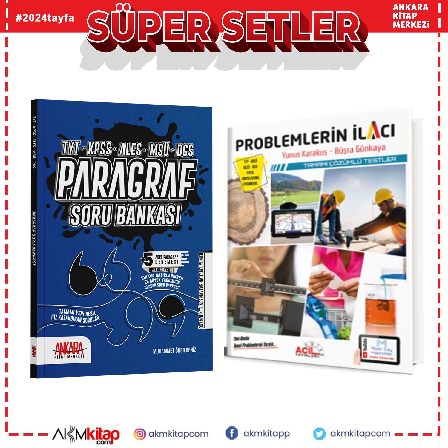 Ankara Kitap Merkezi Paragraf ve Acil Problemlerin İlacı Soru Bankası Seti 2 Kitap