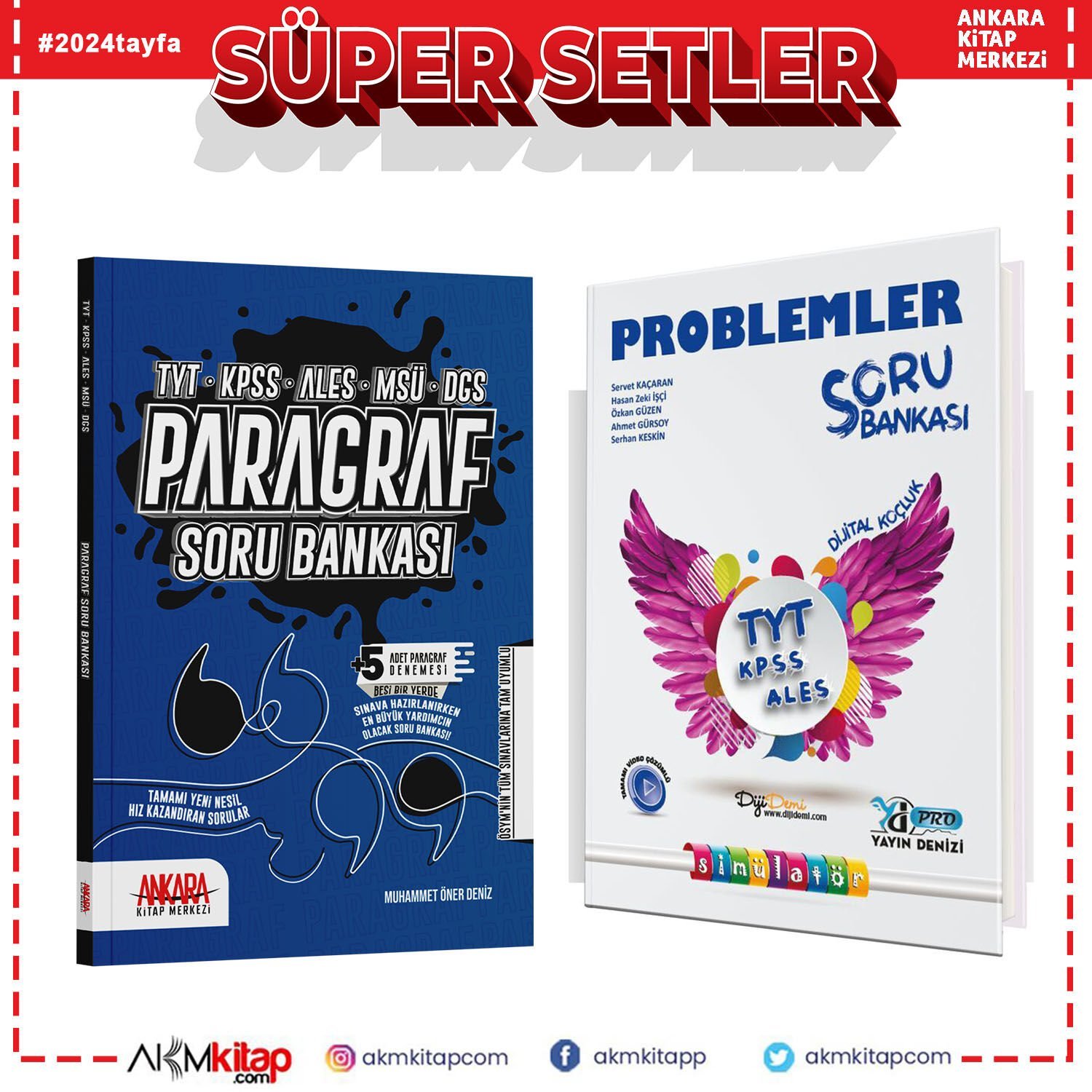 Yayın Denizi Pro Problemler ve Ankara Kitap Merkezi Paragraf Soru Bankası Seti 2 Kitap
