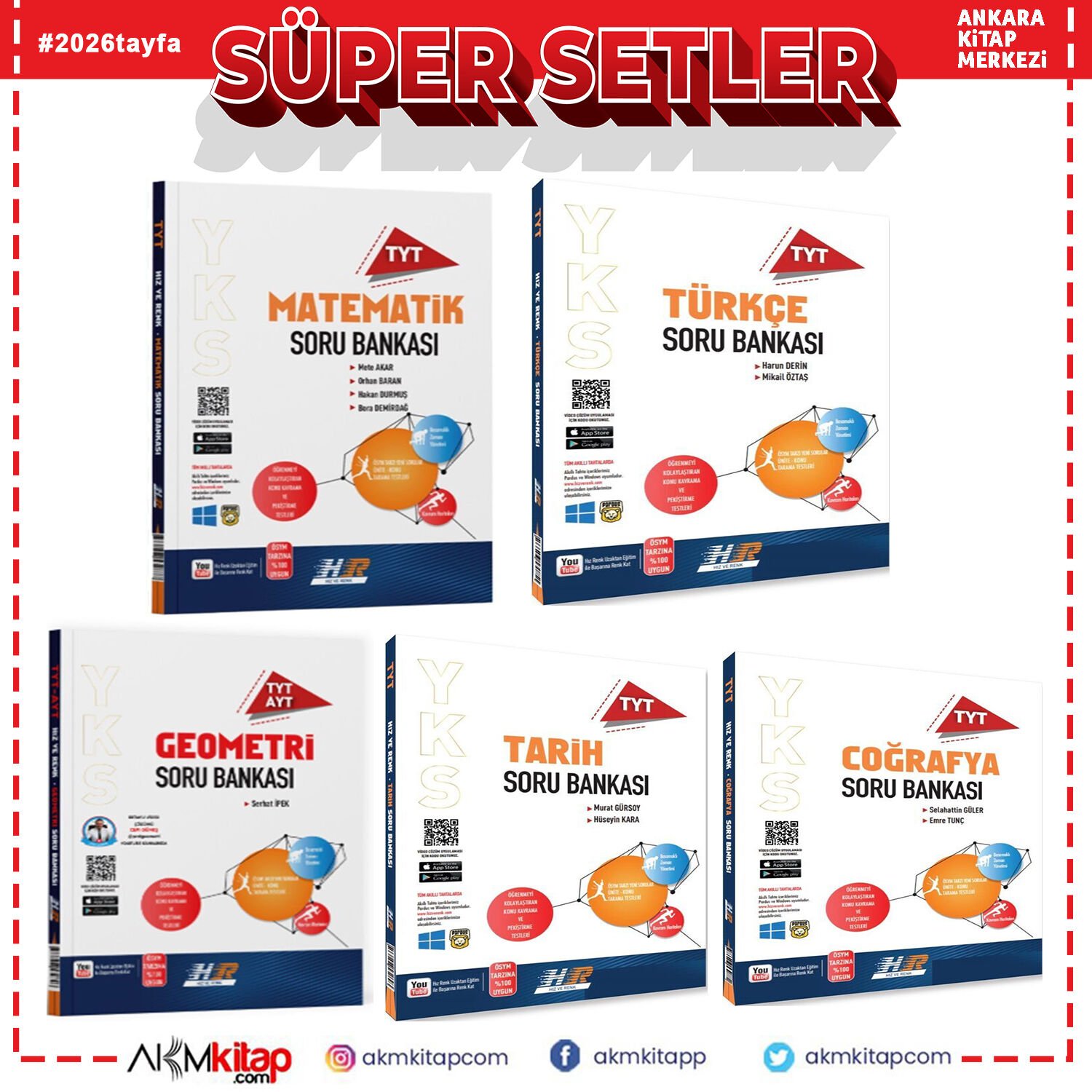 Hız ve Renk Yayınları TYT Eşit Ağırlık Seti 5 Kitap