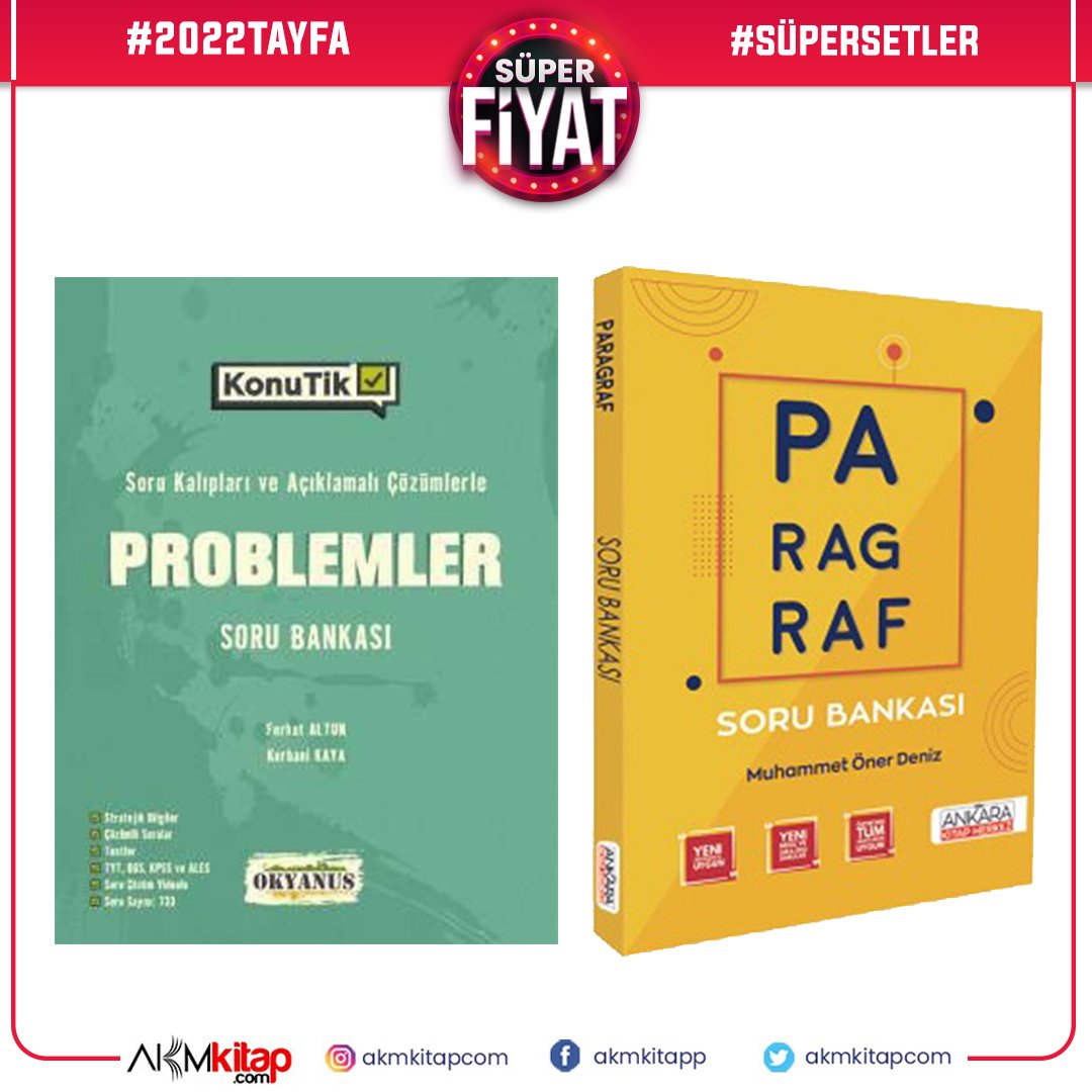 Okyanus Yayınları Problemler ve Ankara Kitap Merkezi Paragraf Soru Bankası Seti 2 Kitap