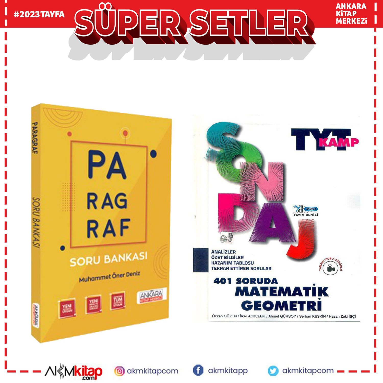 Yayın Denizi TYT Matematik Pro 401 Soruda Sondaj Kamp ve AKM Paragraf Soru Bankası Seti 2 Kitap