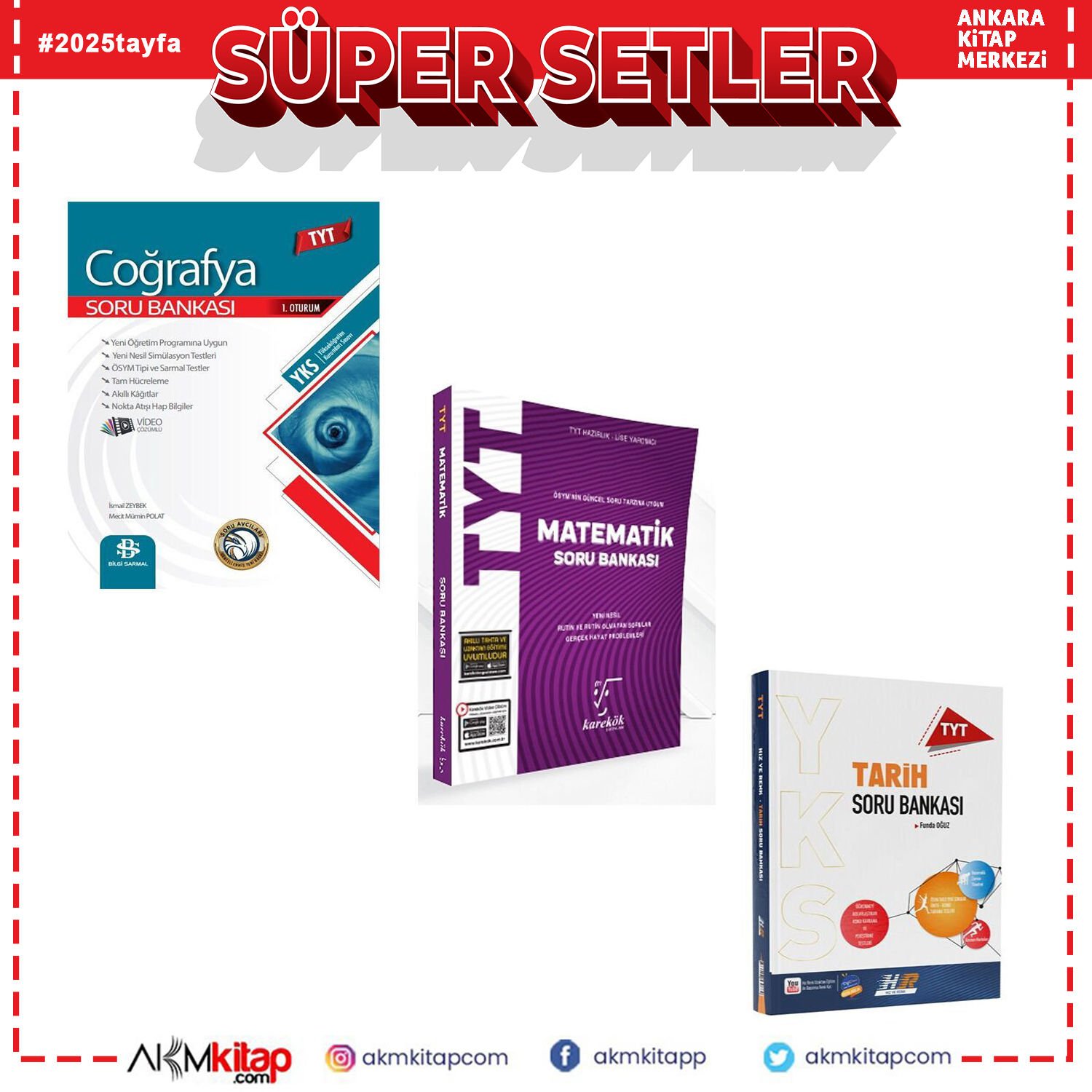 TYT Hız ve Renk Tarih Karekök Matematik Bilgi Sarmal Coğrafya Soru Bankası 3 Kitap Set