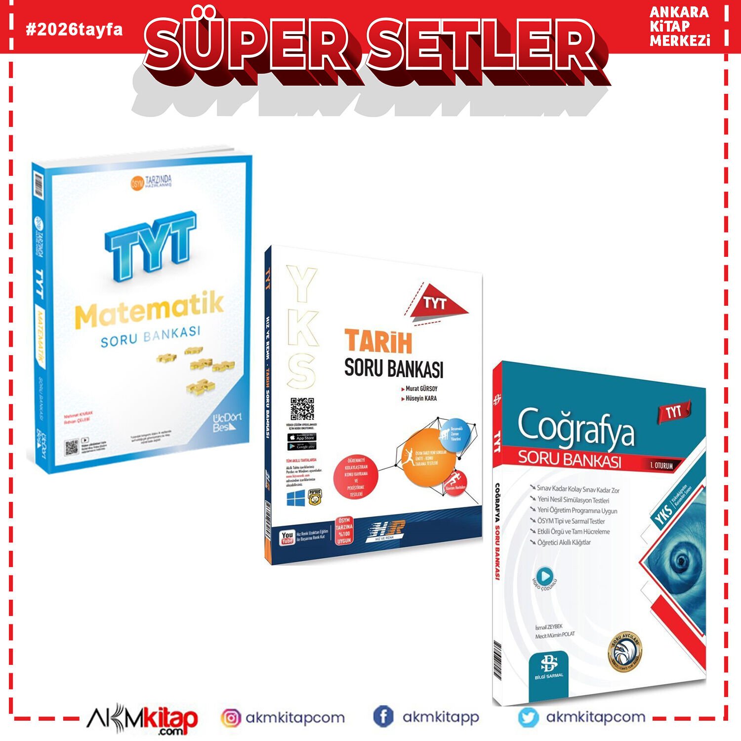 TYT Hız ve Renk Tarih Üç Dört Beş Matematik Bilgi Sarmal Coğrafya Soru Bankası 3 Kitap Set