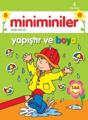 Miniminiler Yeşil Kitap Yapıştır ve Boya 4 Yaş Üstü Parıltı Yayınları