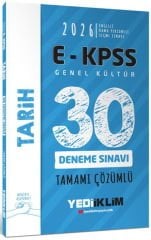 2026 E KPSS Tüm Adaylar İçin Genel Kültür Tarih Tamamı Çözümlü 30 Deneme Sınavı Yediiklim Yayınları