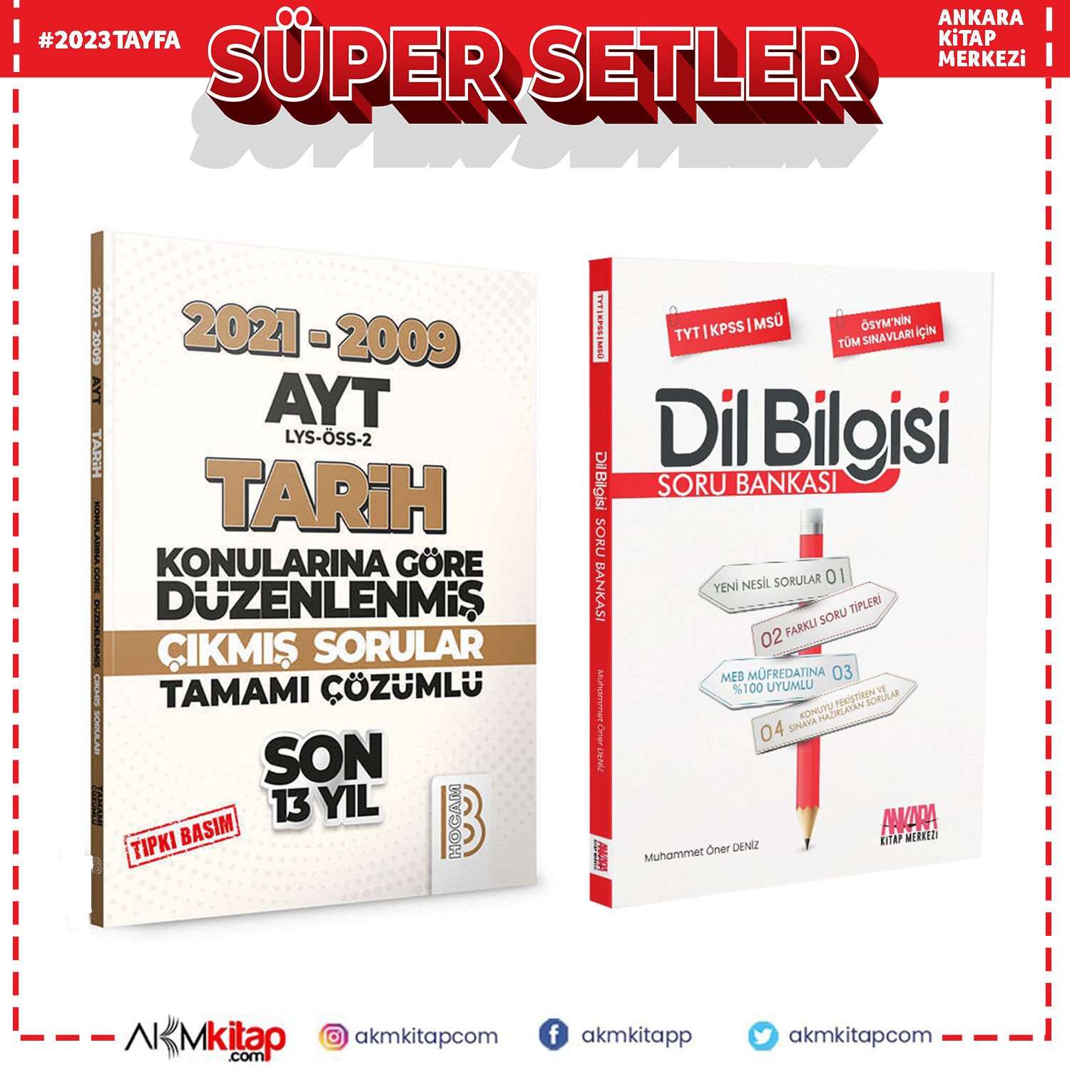 Benim Hocam 2009 2021 AYT Tarih Son 13 Yıl Tıpkı Basım ve AKM Dil Bilgisi Soru Bankası Seti 2 Kitap