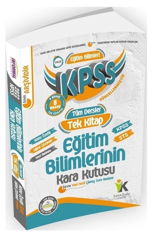 2022 KPSS Eğitim Bilimlerinin Karakutusu Tüm Dersler Tek Kitap Tamamı Çözümlü Soru Bankası İnformal