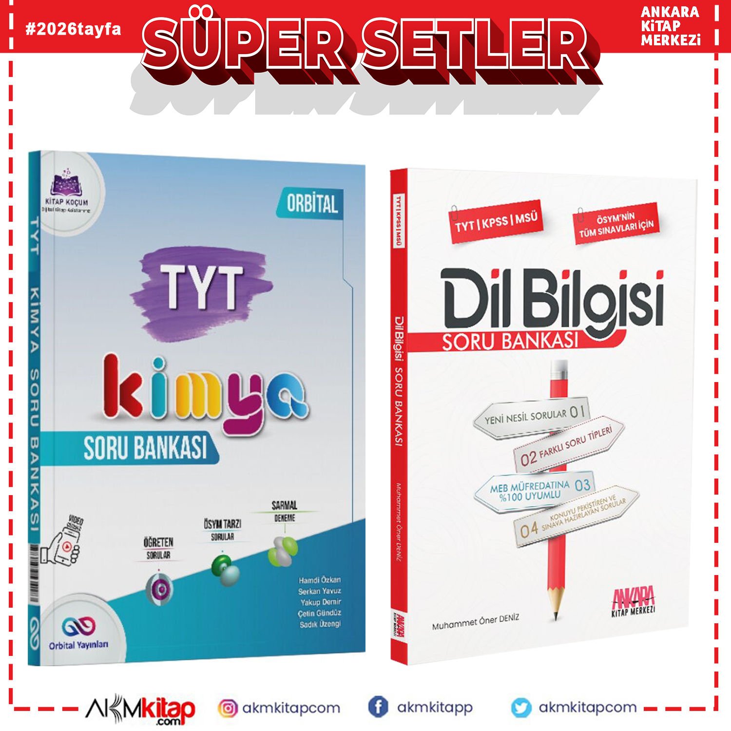 Orbital TYT Kimya ve AKM Dil Bilgisi Soru Bankası Seti 2 Kitap