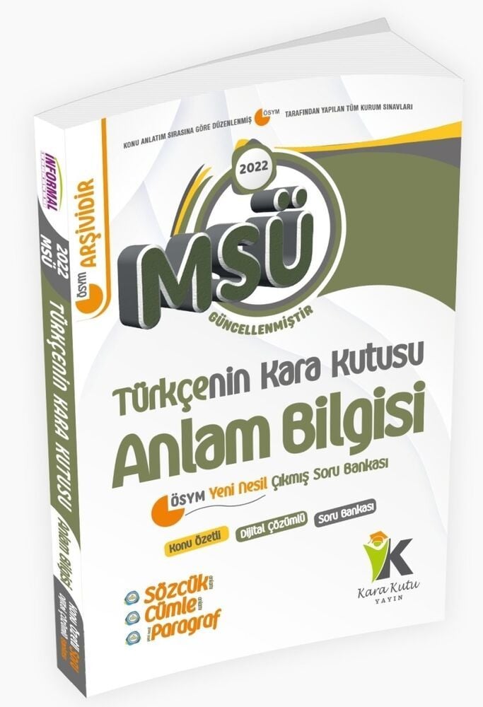 2022 MSÜ Türkçenin Kara Kutusu Anlam Bilgisi Konu Özetli Dijital Çözümlü Çıkmış Soru Bankası İnformal