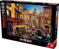 Kanal Cafe Canal Cafe Venice 1500 Parça Puzzle  Yapboz Anatolian