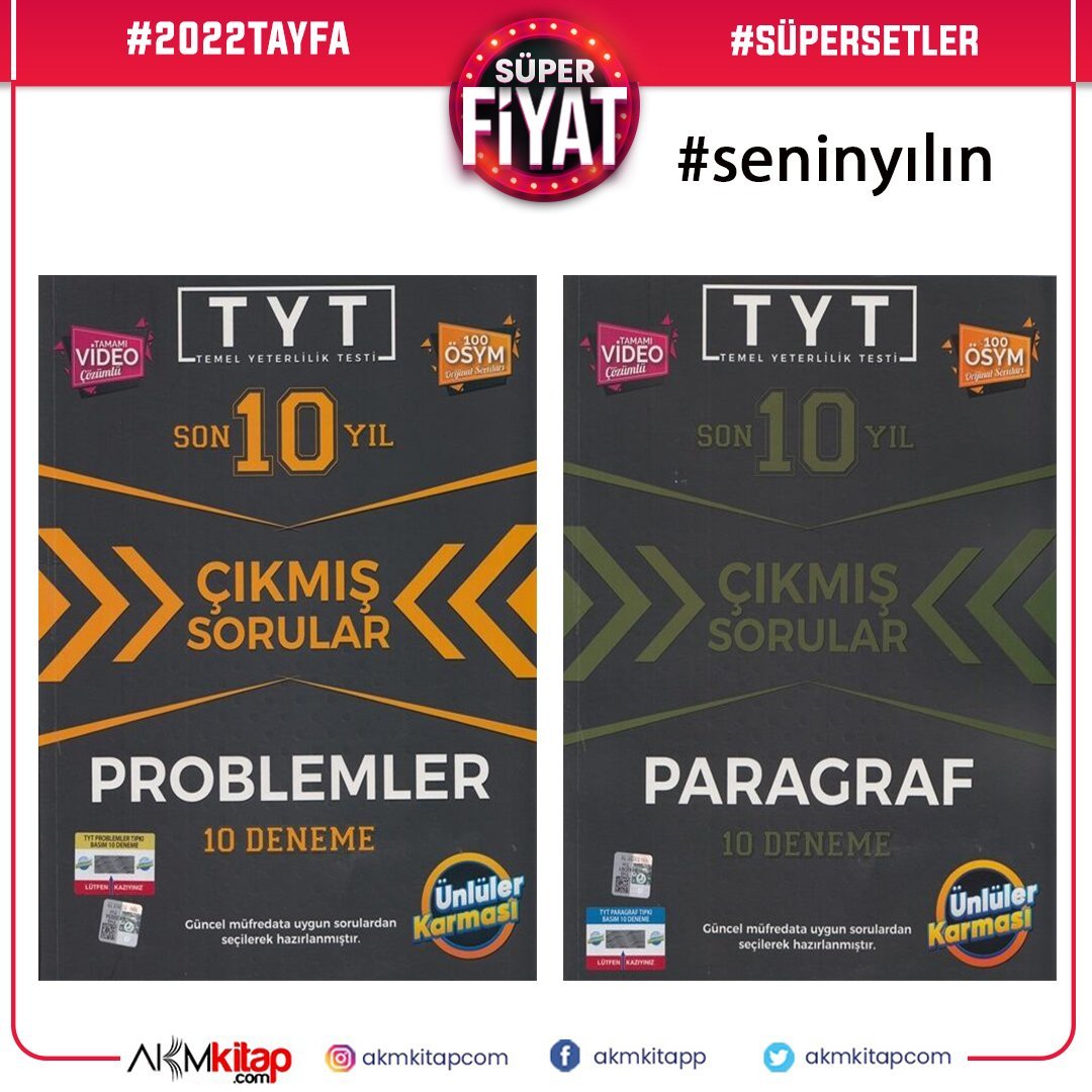 Ünlüler Karması TYT Problemler ve Paragraf Karması Tıpkı Basım Deneme Seti