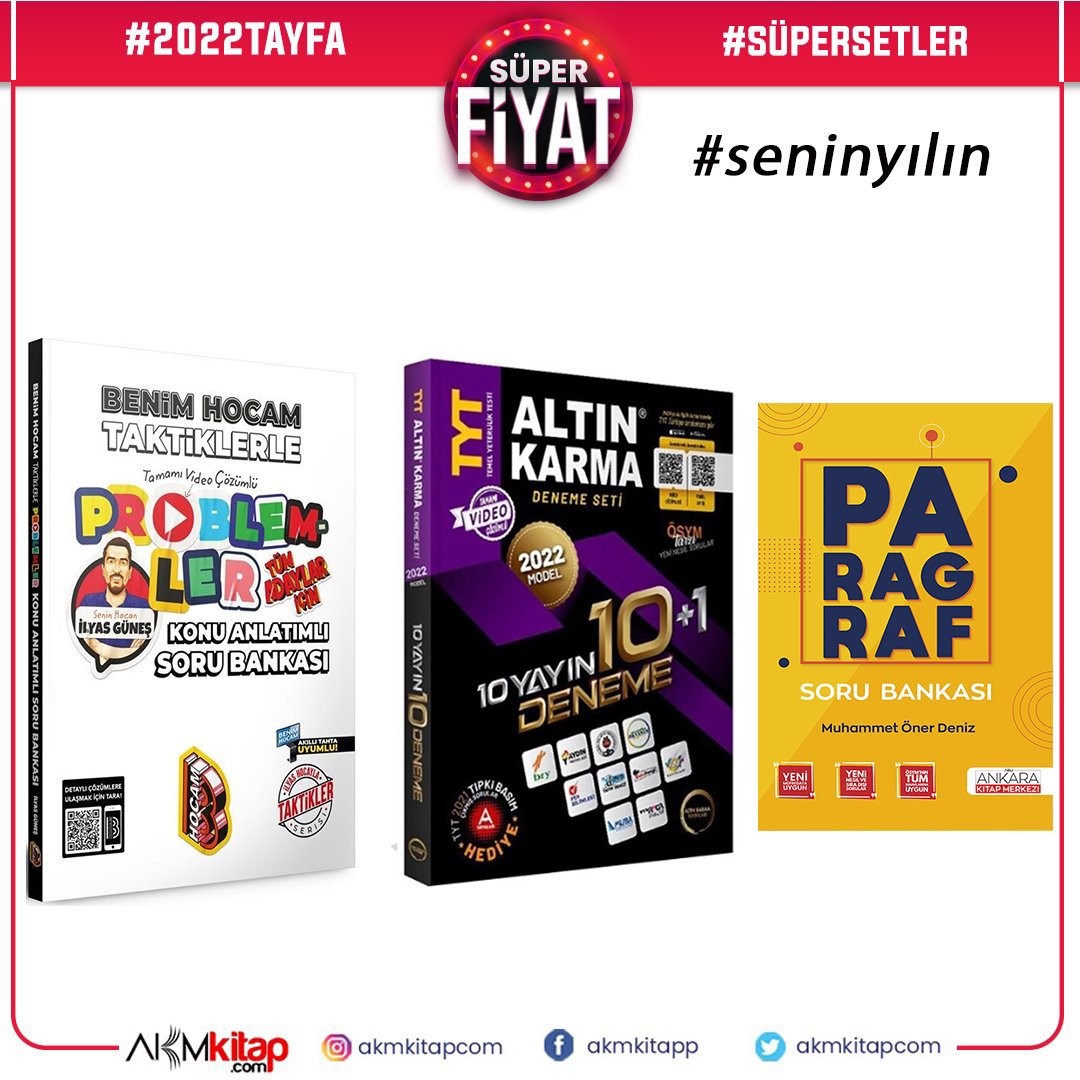Benim Hocam Taktiklerle Problemler Ankara Kitap Merkezi Paragraf Soru Bankası ve Altın Karma TYT 10 Deneme Seti 3 Kitap