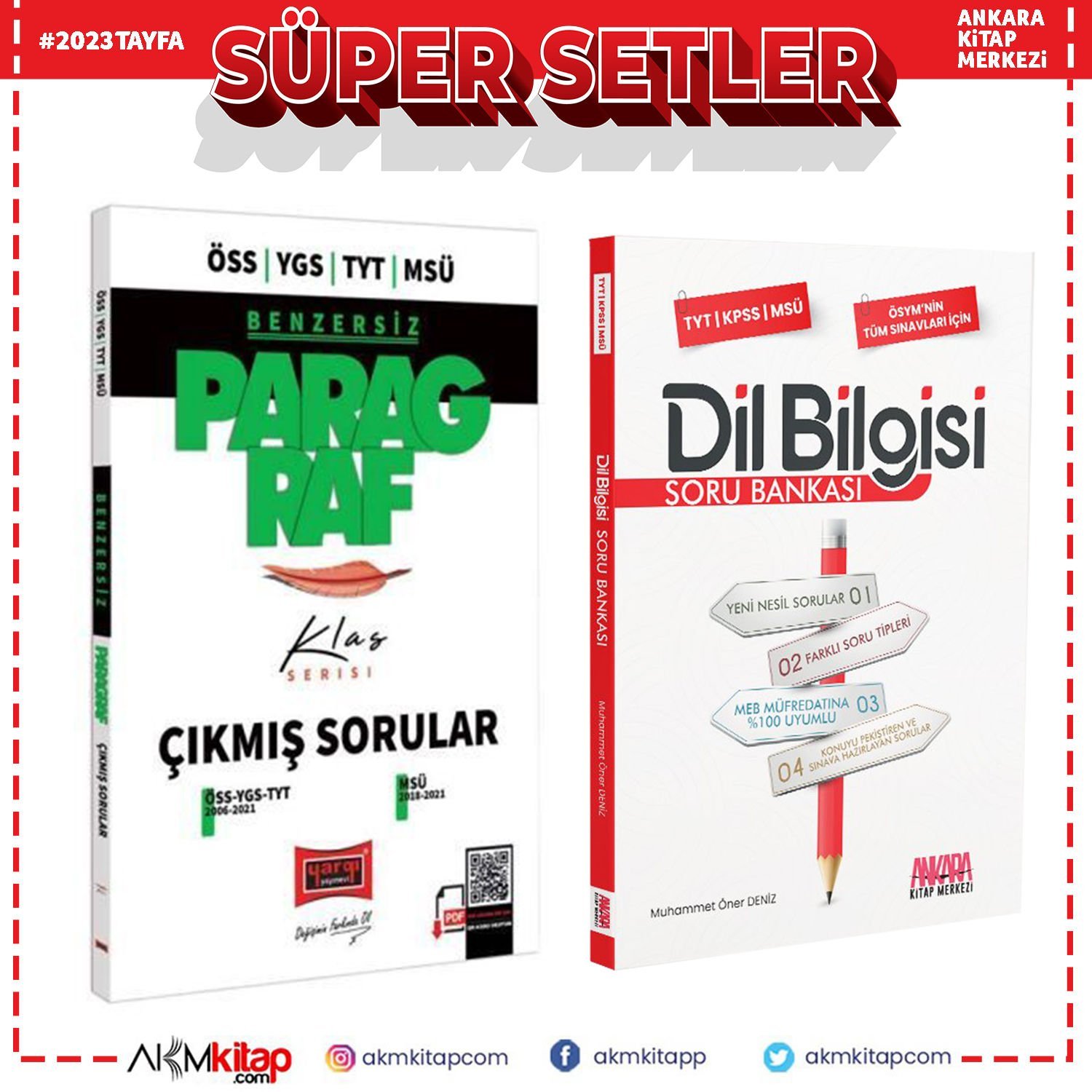 Yargı ÖSS YGS TYT MSÜ Bensiz Paragraf Çıkmış Sorular ve AKM Dil Bilgisi Soru Bankası Seti 2 Kitap