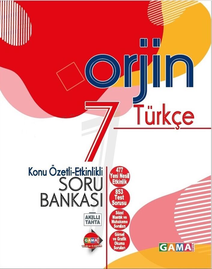 7. Sınıf Türkçe Orjin Konu Özetli Etkinlikli Soru Bankası Gama Okul Yayınları