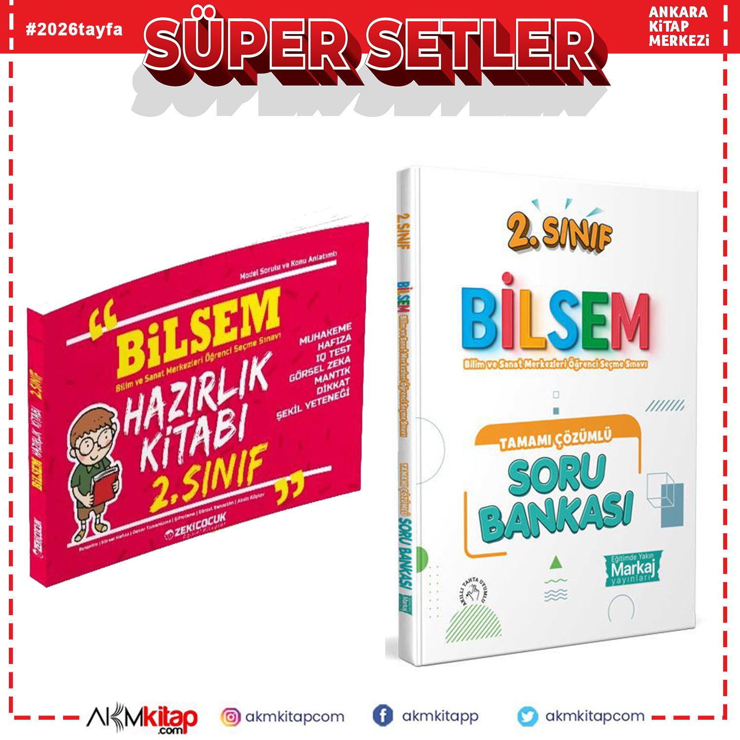 Zeki Çocuk 2. Sınıf Bilsem Hazırlık Kitabı ve Markaj Yayınları Bilsem Soru Bankası Seti 2 Kitap