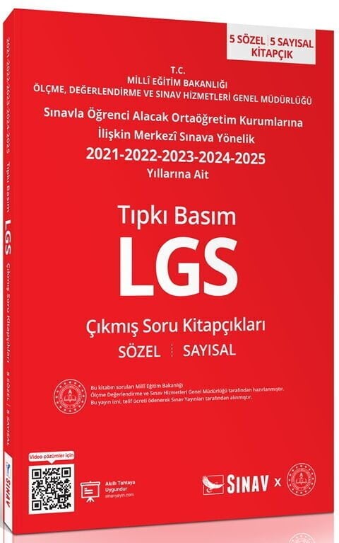 8. Sınıf LGS Tıpkı Basım Son 5 Yıl Çıkmış Soru Kitapçıkları Sınav Yayınları